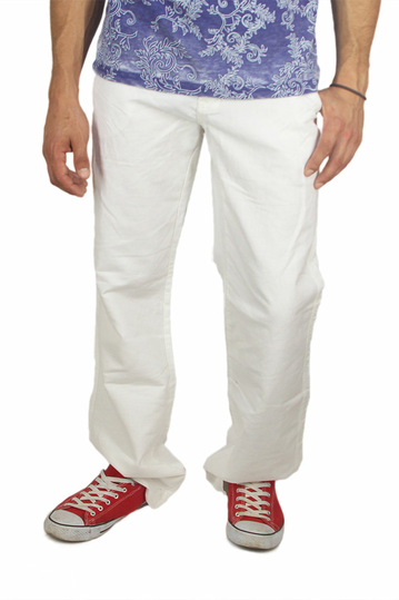 Ανδρικό linen blend παντελόνι λευκό