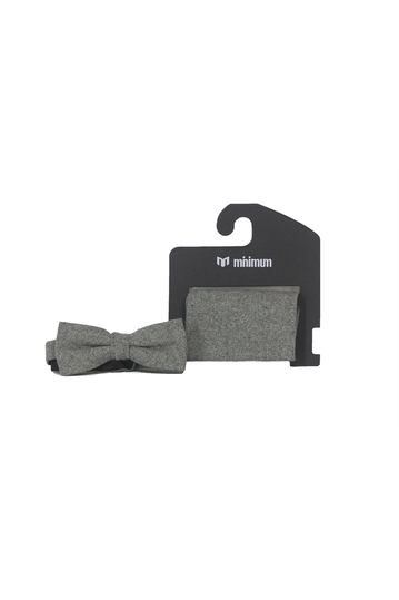 Minimum Bow tie and pocket square in grey melange