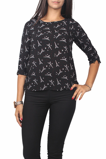 Migle + me all over print top with 3/4 sleeves