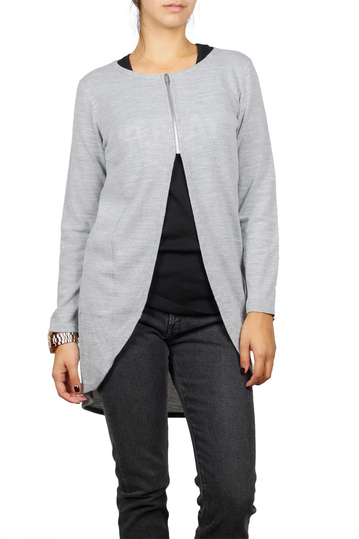 Agel Knitwear zip front tunic in grey melange