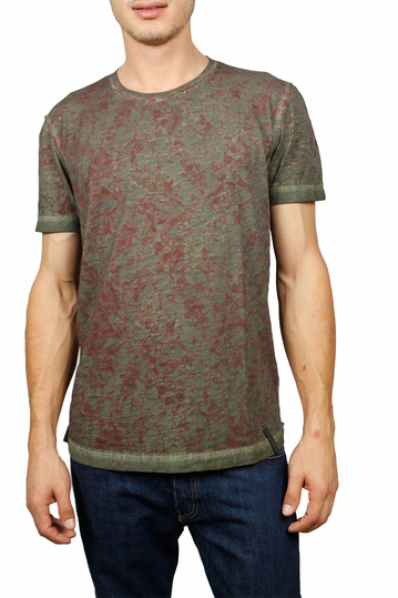 Men's T-shirt olive with bordeaux print