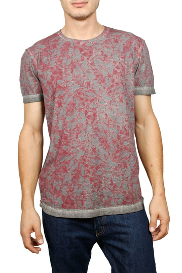 Men's T-shirt grey with bordeaux print