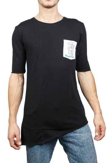 Longline t-shirt black with Paperino's pocket