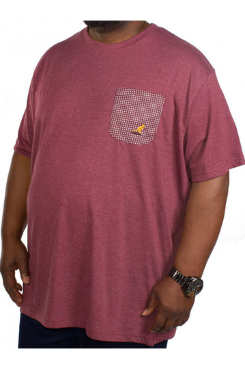 Big size Kangol Walle T-shirt μπορντό μελανζέ με τσεπάκι