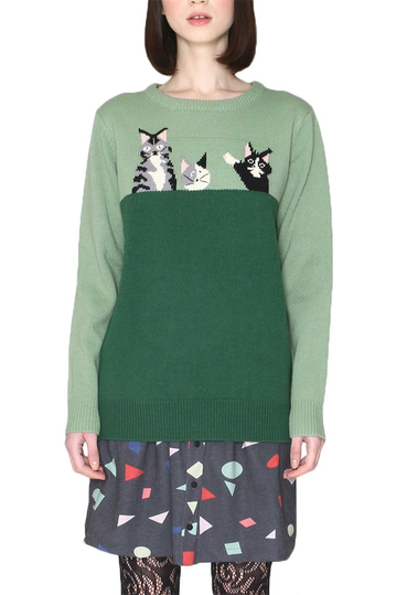 Pepaloves two-color green jumper cats