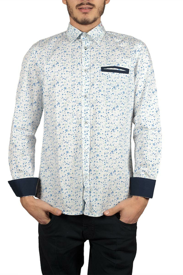 Missone men's shirt white with blue flower print