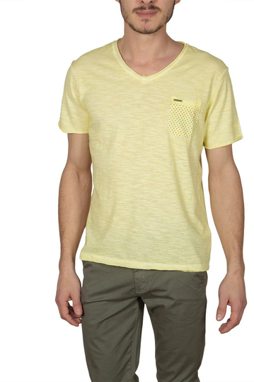 Ryujee men's pocket T-shirt yellow