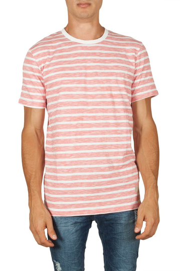Minimum Johnston ανδρικό ριγέ t-shirt λευκό-κόκκινο