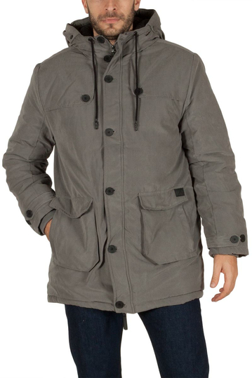 Men's hooded parka jacket grey