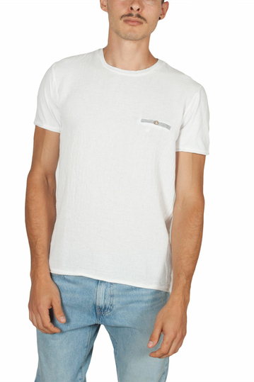 Best Choice ανδρικό cotton-linen blend t-shirt λευκό