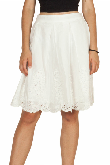 Soft Rebels Side λευκή φούστα με αζούρ κέντημα