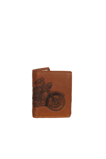 Hill Burry men's leather RFID wallet with motorcycle embossed