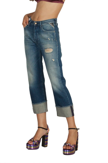 Replay Renalei cropped boy fit jeans blue