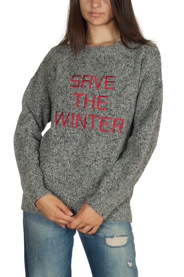 Thinking Mu Save the winter merino πουλόβερ γυναικείο γκρι μελανζέ