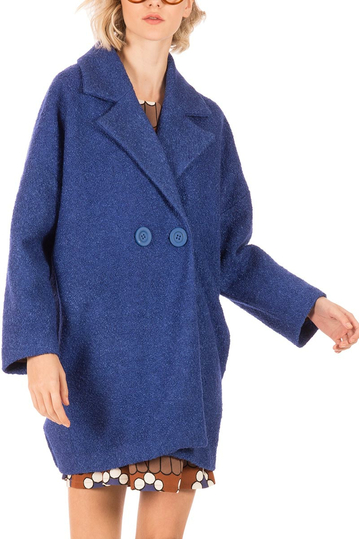 Minueto Rocket boucle coat royal blue with back patch