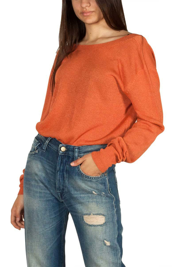Pepaloves Elena πλεκτή μπλούζα βισκόζη πορτοκαλί με V-πλάτη