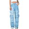 Distressed Cargo Jeans Blue Denim