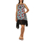 Asymmetrical strap dress with red daisy print