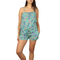 Strappy playsuit aqua with palm print