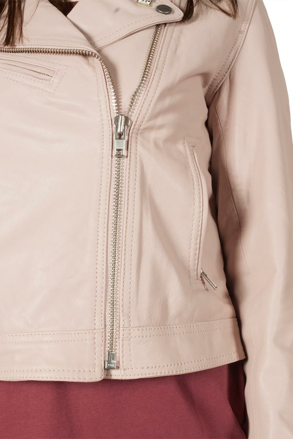 Obey Diablo leather biker jacket rose