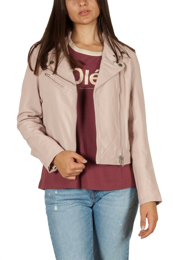 Obey Diablo leather biker jacket rose